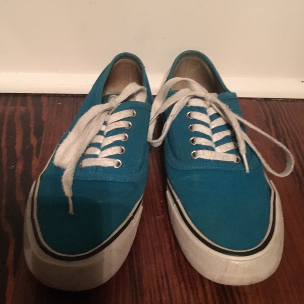 Teal Vans Style Sneakers - Picture 2 of 4